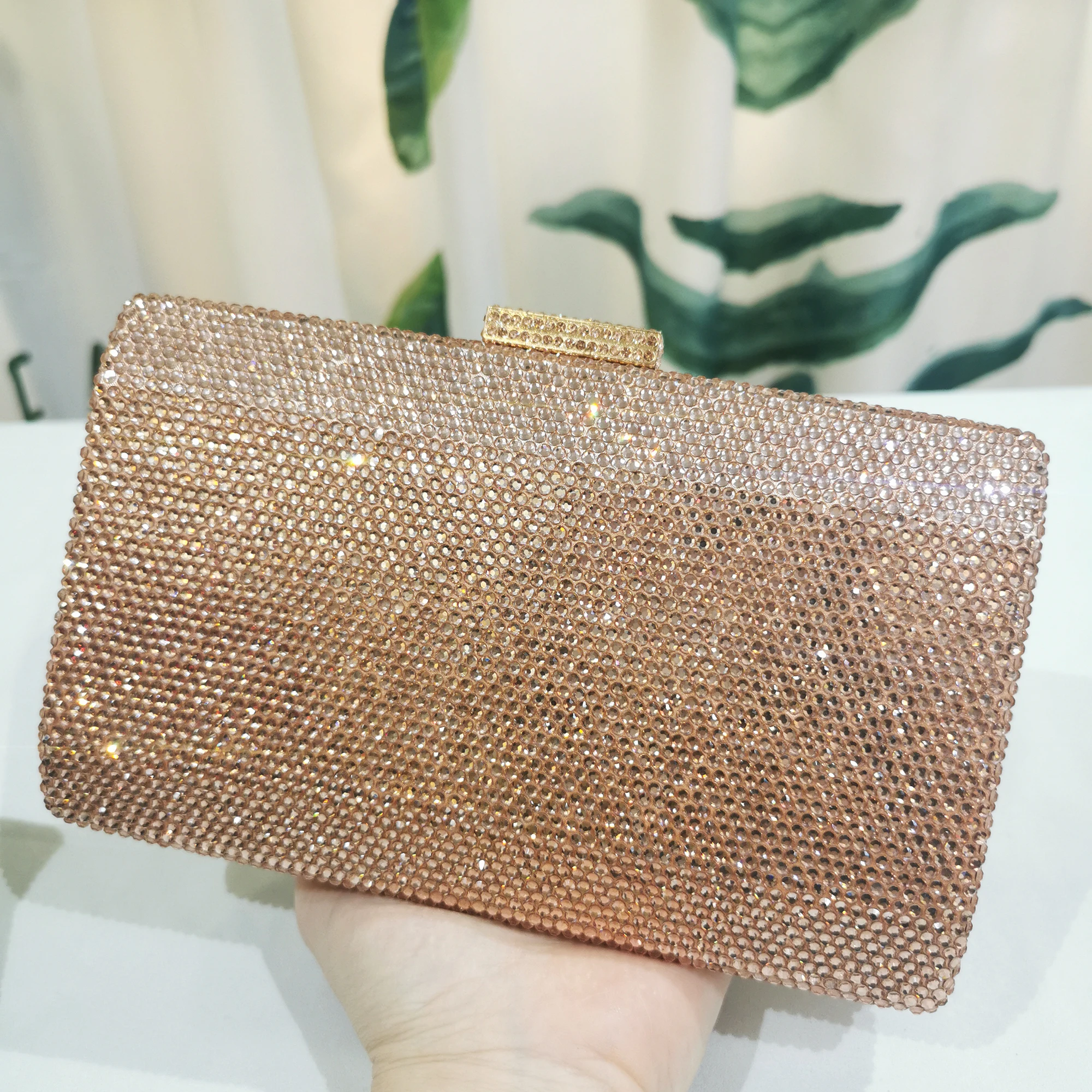 

Best Design Champagne Color Diamond Clutch Bag For Party Prom Crystal Phone Wallet Purse XIYUAN Dinner Banquet Shoulder Bags