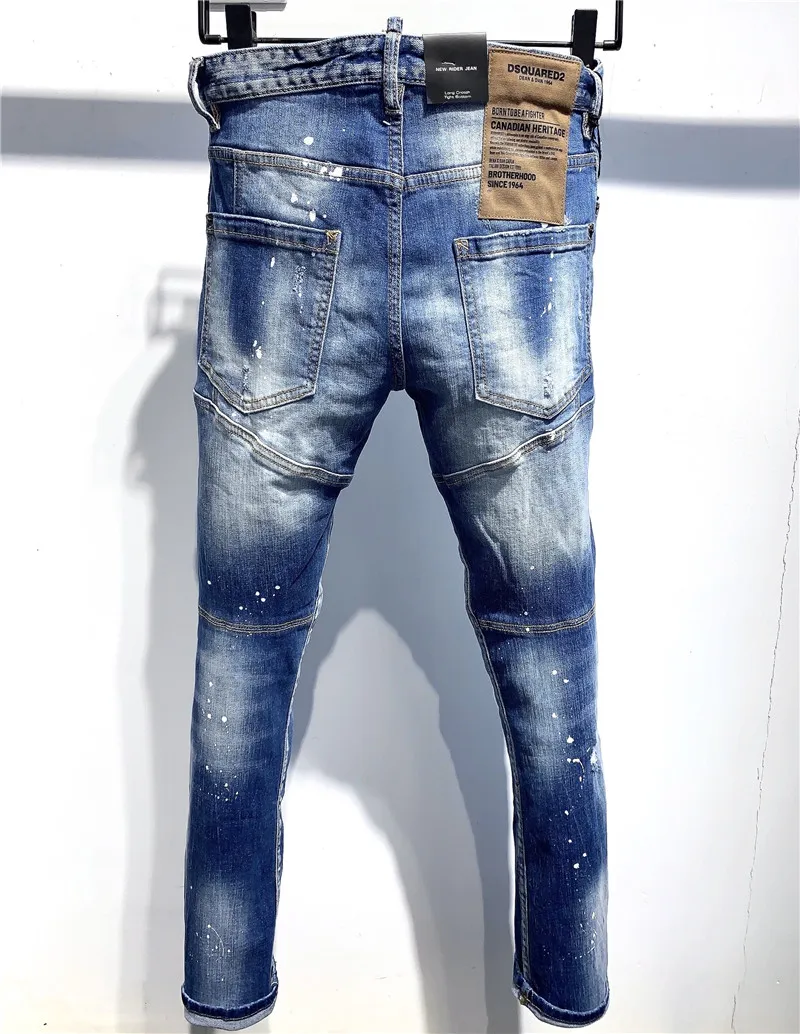 

Dsquared2 Biker Hole Jeans D2 Men Pants DSQ2 Embroidered Trousers A391