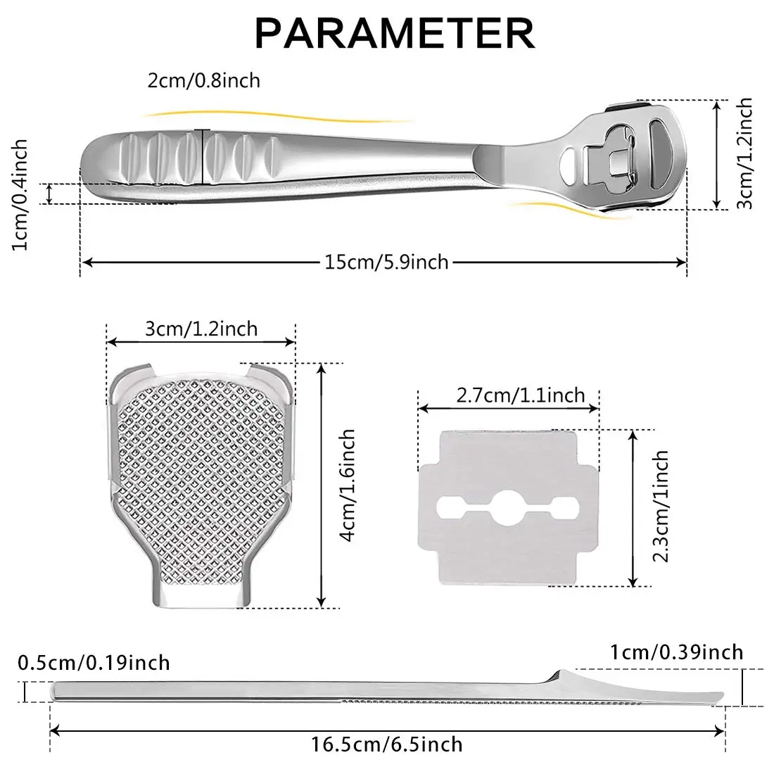 Stainless Steel Pedicure Tool Set Foot Care Callus Remover Hard Dead Skin Cutter Shaver pedicure knife+ blade Set images - 6