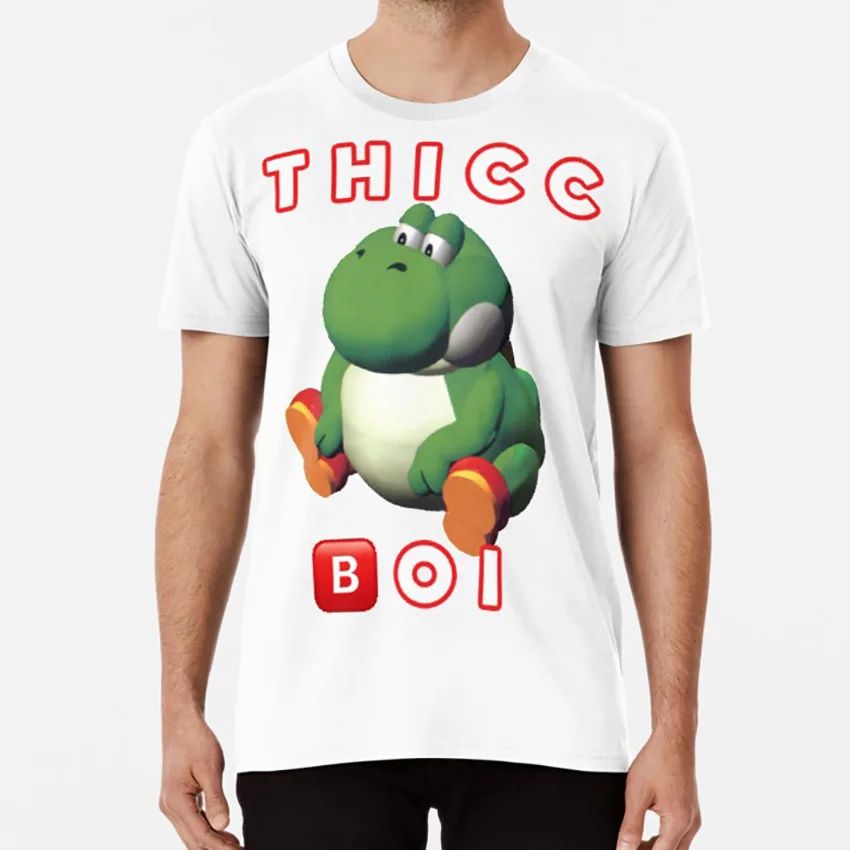 Белый Fat Yoshi Thicc футболка yoshi meme thicc boi fat yoshi большая Йоши Марио игры видеоигры - Цвет: Белый