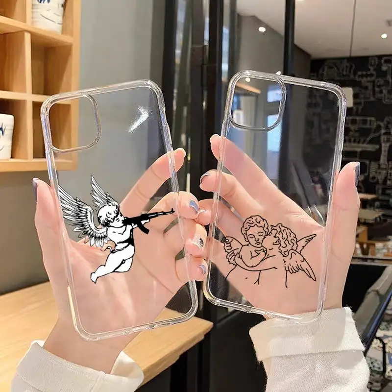 

Angel Cupid Simple lines Phone Case For iphone 13 12 11 8 7 plus mini x xs xr pro max Transparent soft