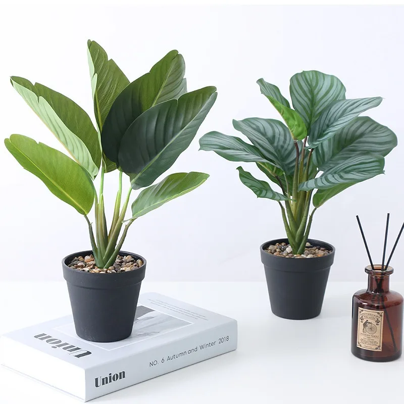 

1Pc Artificial Green Plants Mini Desktop Decoration Potted Plant Simulation Flower Bonsai Decoration Garden Decoration With Pot