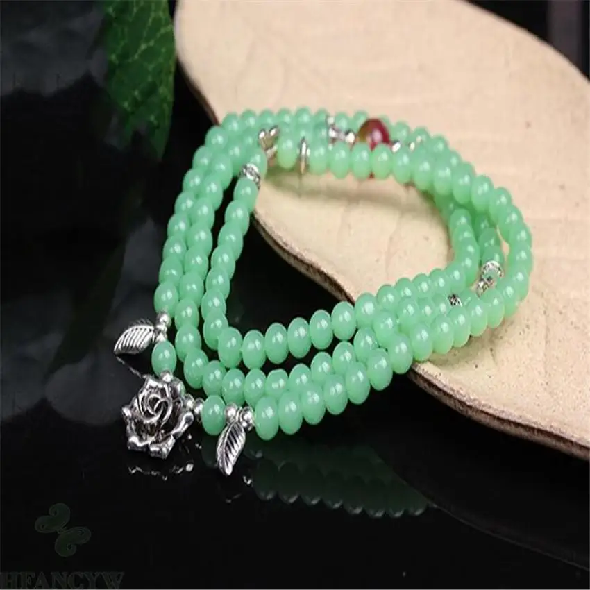 6 мм зеленый агат цветок из бисера драгоценный камень браслет ожерелье венок цепь