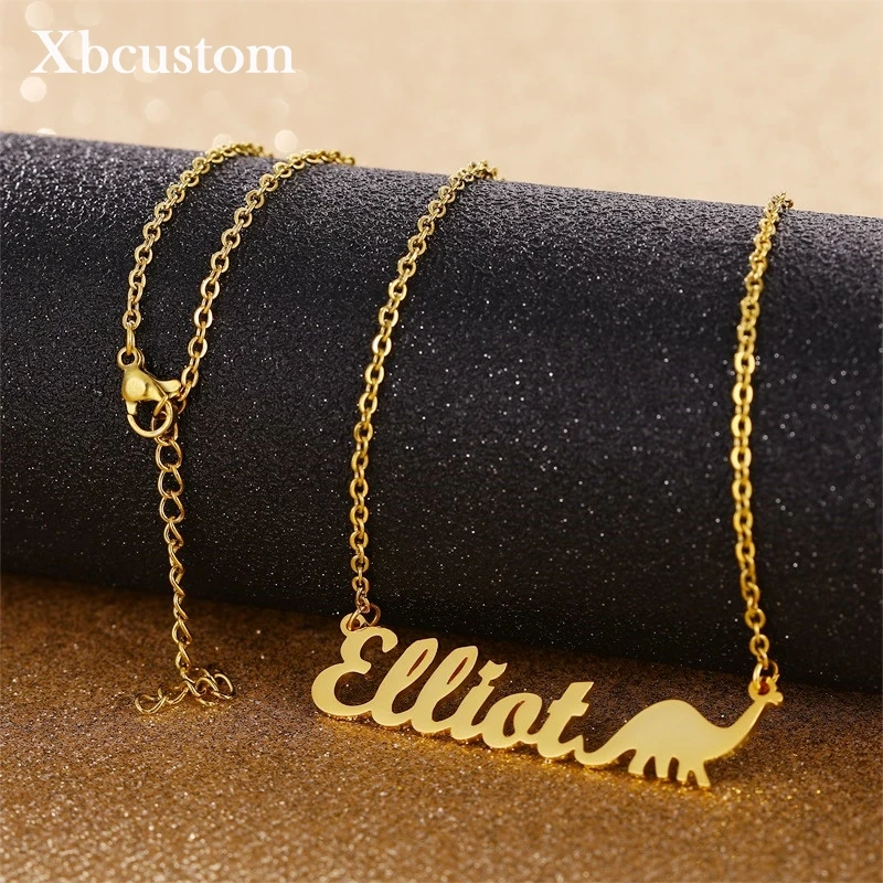 Индивидуальное ожерелье с именем звено из нержавеющей стали кулон в виде