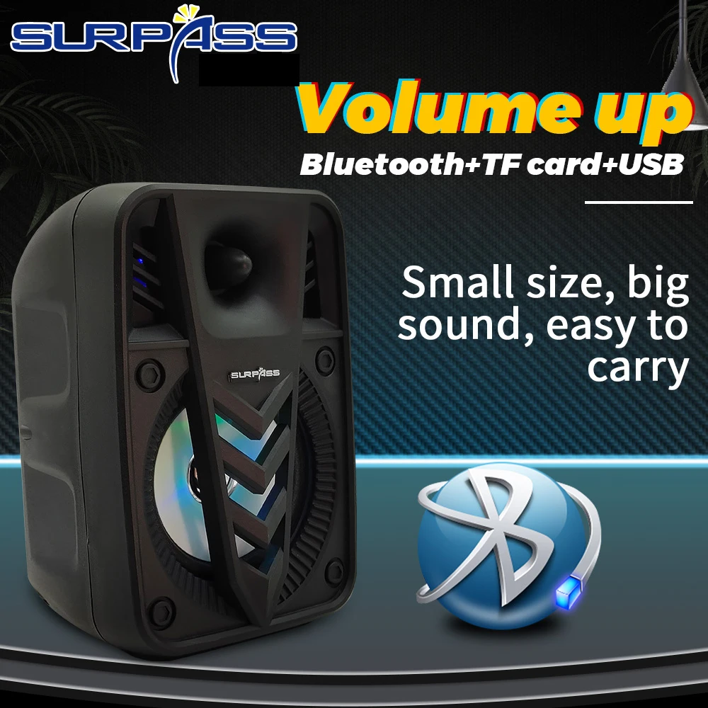 

Wireless BT Speaker Portable HiFi Stereo Bass Subwoofer Loundspeaker Rechargeable Battery Radio Aux 3.5mm for Computer PC