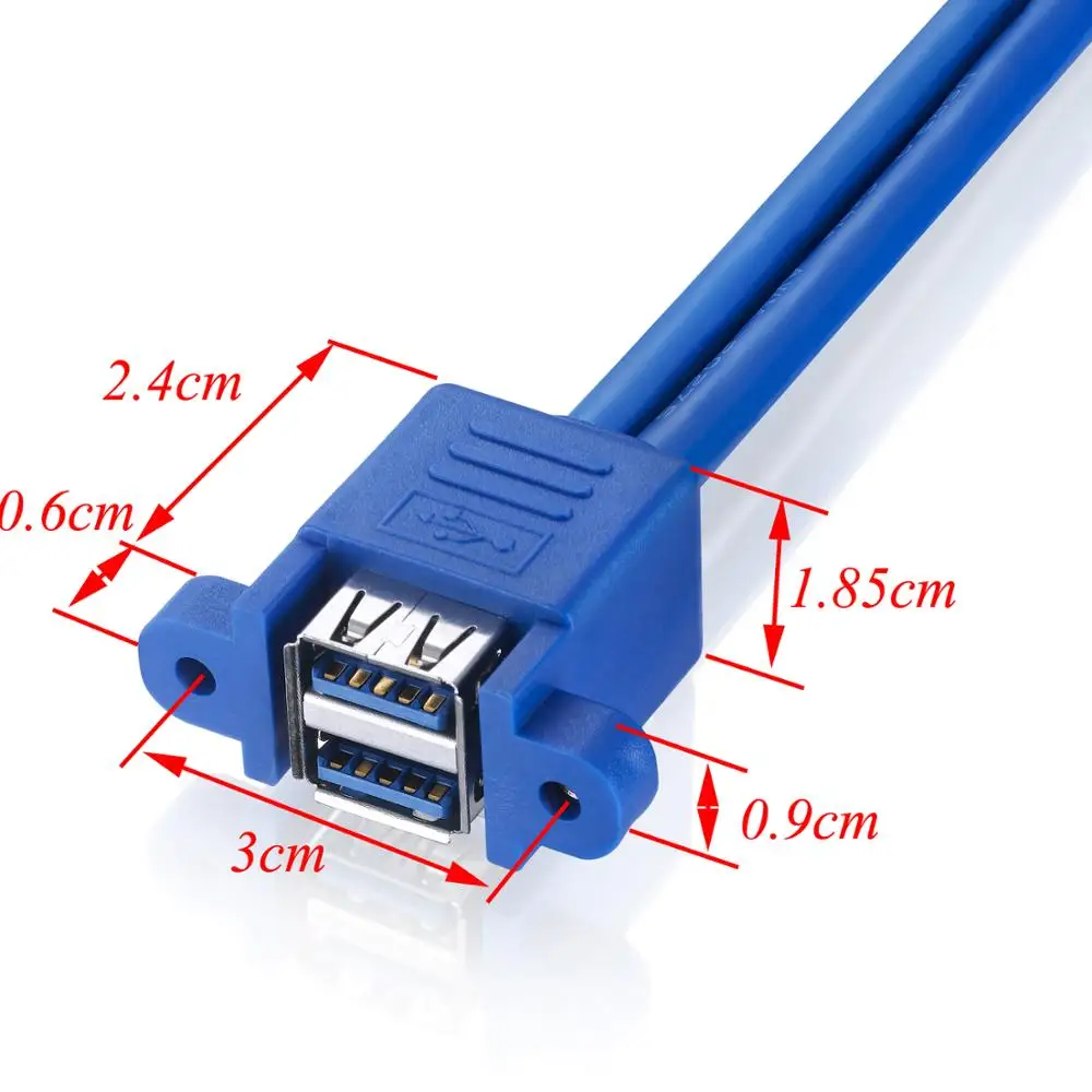 Bochara USB 3,0 удлинитель двойной USB3.0 штекер к двойной USB3.0 Женский с винтовой панелью крепление 50 см
