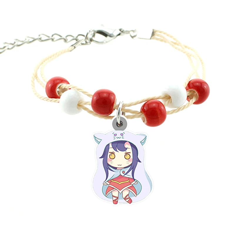 

TAFREE Xayah and Rakan cartoon has personality cartoon character charm red and white beaded acrylic bracelet bracelet