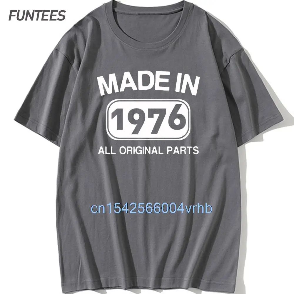 

Футболка сделано в 1976 году, оригинальные детали, подарок на день рождения, уникальные хлопковые Ретро футболки большого размера, мужские Забавные топы для папы, футболка