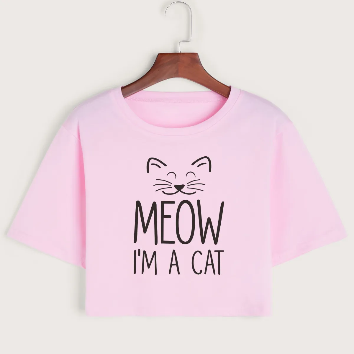 Женская короткая рубашка Meow I'm A Cat укороченная футболка кроп топ летние