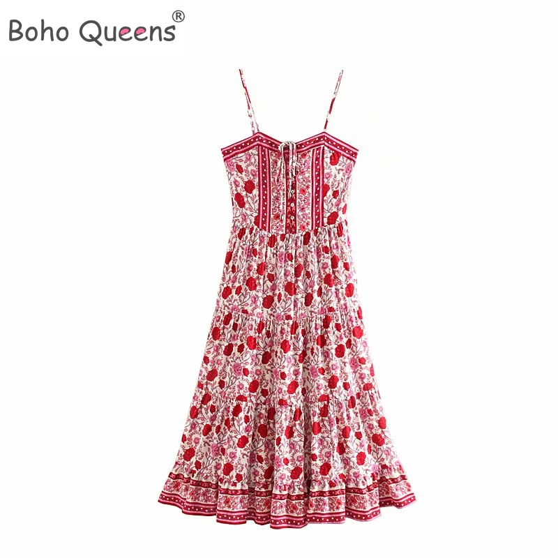 Boho королев для женщин с цветочным узором в виде роз платье без рукавов пляжное