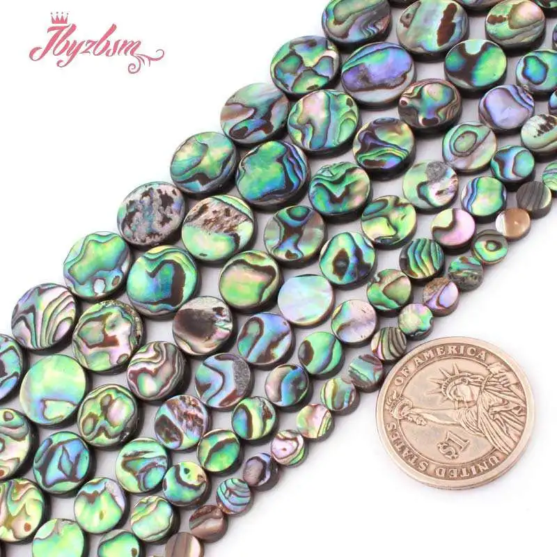 

Coin Multicolor Abalone Shell Beads 8.10.12.14mm Coin Natural Stone Beads for DIY Women Men Necklace Bracelet Jewelry Making 15