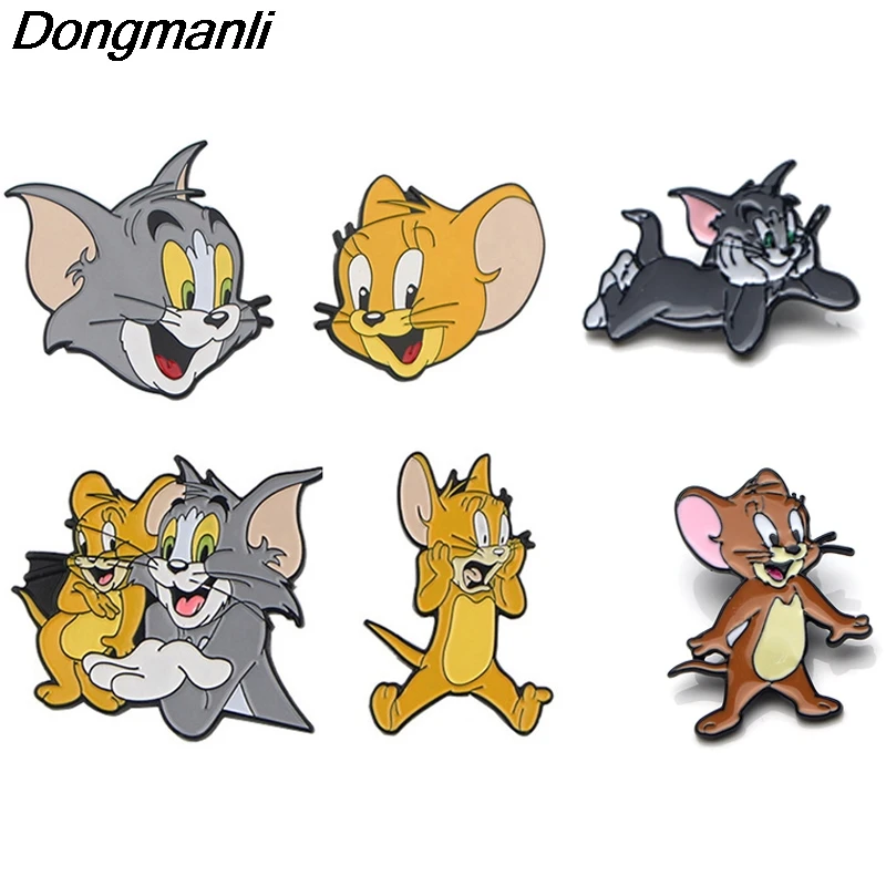 K730 кошки и мыши мультфильм аниме металлические эмалированные булавки Броши