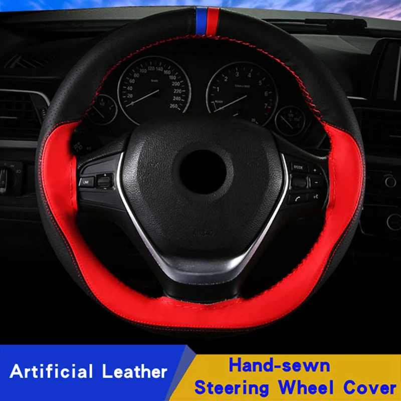 

Universal Ultrafine Fiber Leather Hand-Stitched Steering Wheel Cover Braid On The With Needles Thread Car-Styling Steering Cover
