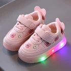 Детские светящиеся кроссовки, обувь принцессы для девочек, милая обувь на мягкой подошве, размеры 21-30