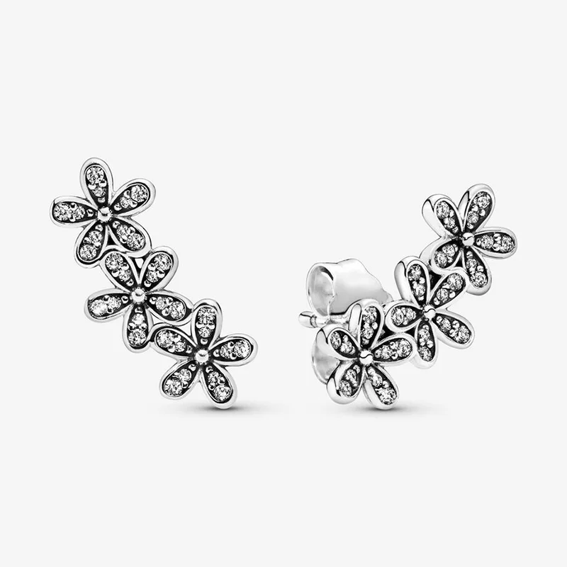 

100% 925 Sterling Silver Pan Earring Fashionable And Dazzling Daisy Earrings For Women Wedding Gift Fashion Jewelry