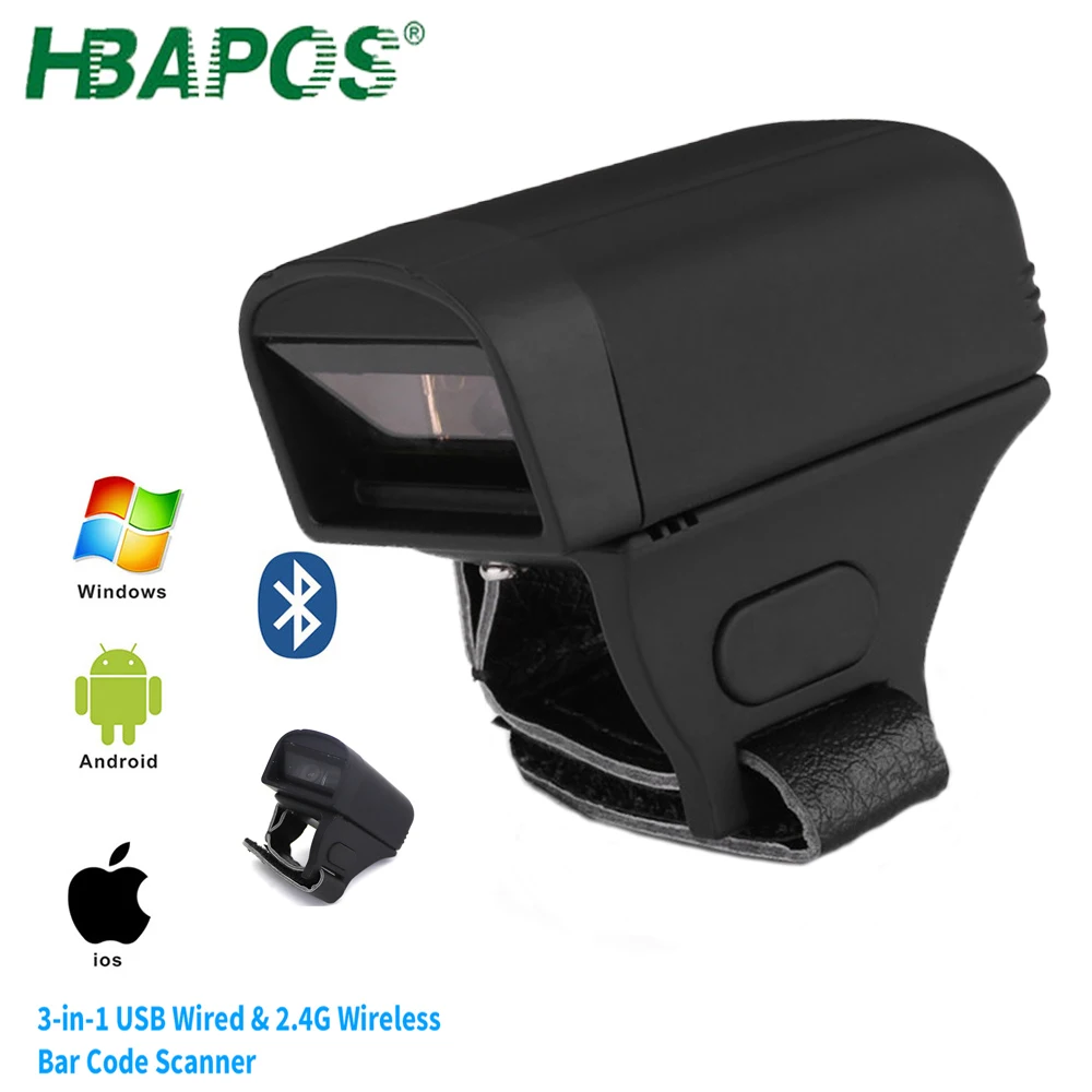 

Сканер штрих-кода HBAPOS с Bluetooth, портативный беспроводной сканер штрих-кодов 1D для складов