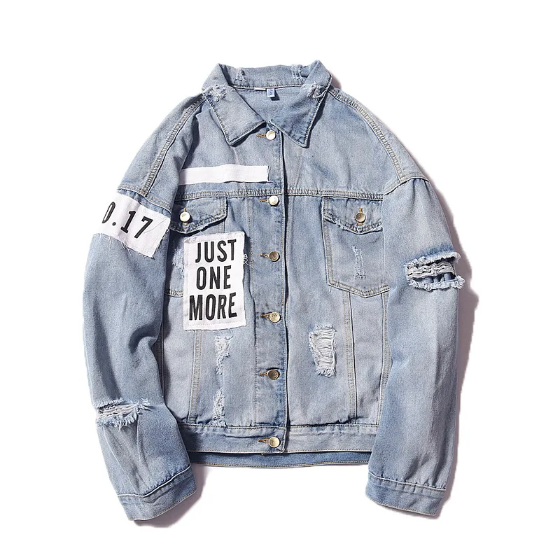 

Men's Jeans Slim Fit MEN'S Jacket Jeans Coat 2021 Ins Tide Brand Beggar Ripped College Students Denim Jacket Men's Overcoat