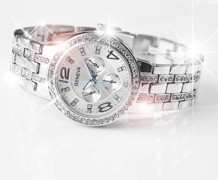 Топ брендовые Женевские часы модные роскошные женские из нержавеющей стали