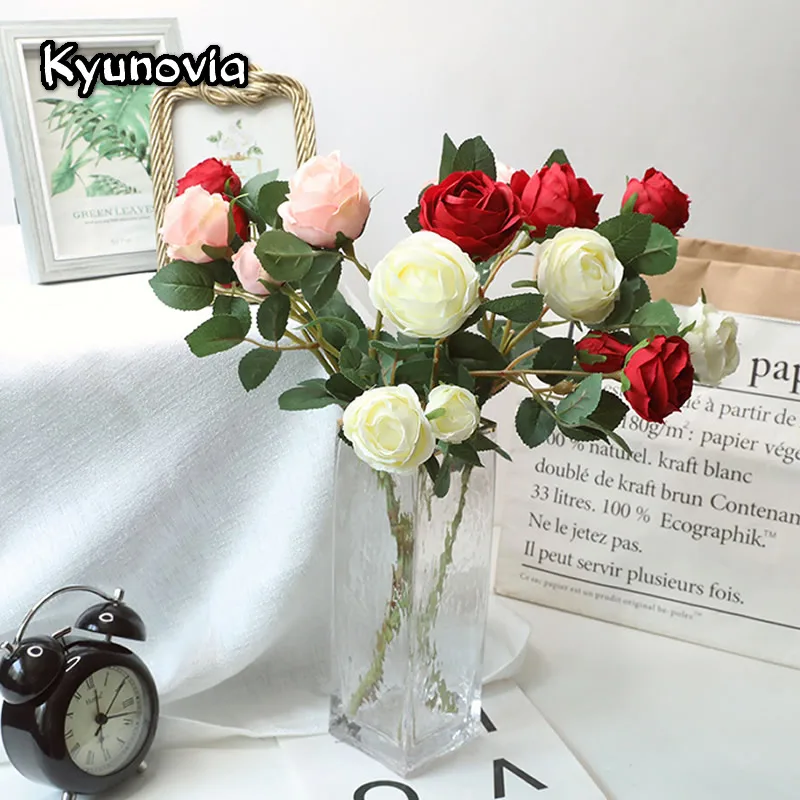 Искусственные бутоны розы 5 шт. ветки для украшения дома вечерние сада ваза