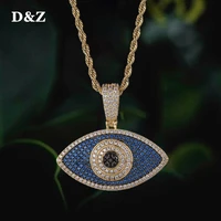 dz new evil eye pendant iced out bling cubic zirconia necklaces pendants for men women rapper jewelry with solid back