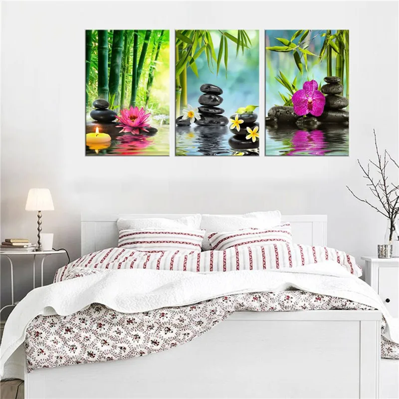 Spa настенная живопись на холсте 3 панели в рамке готовый к подвешиванию