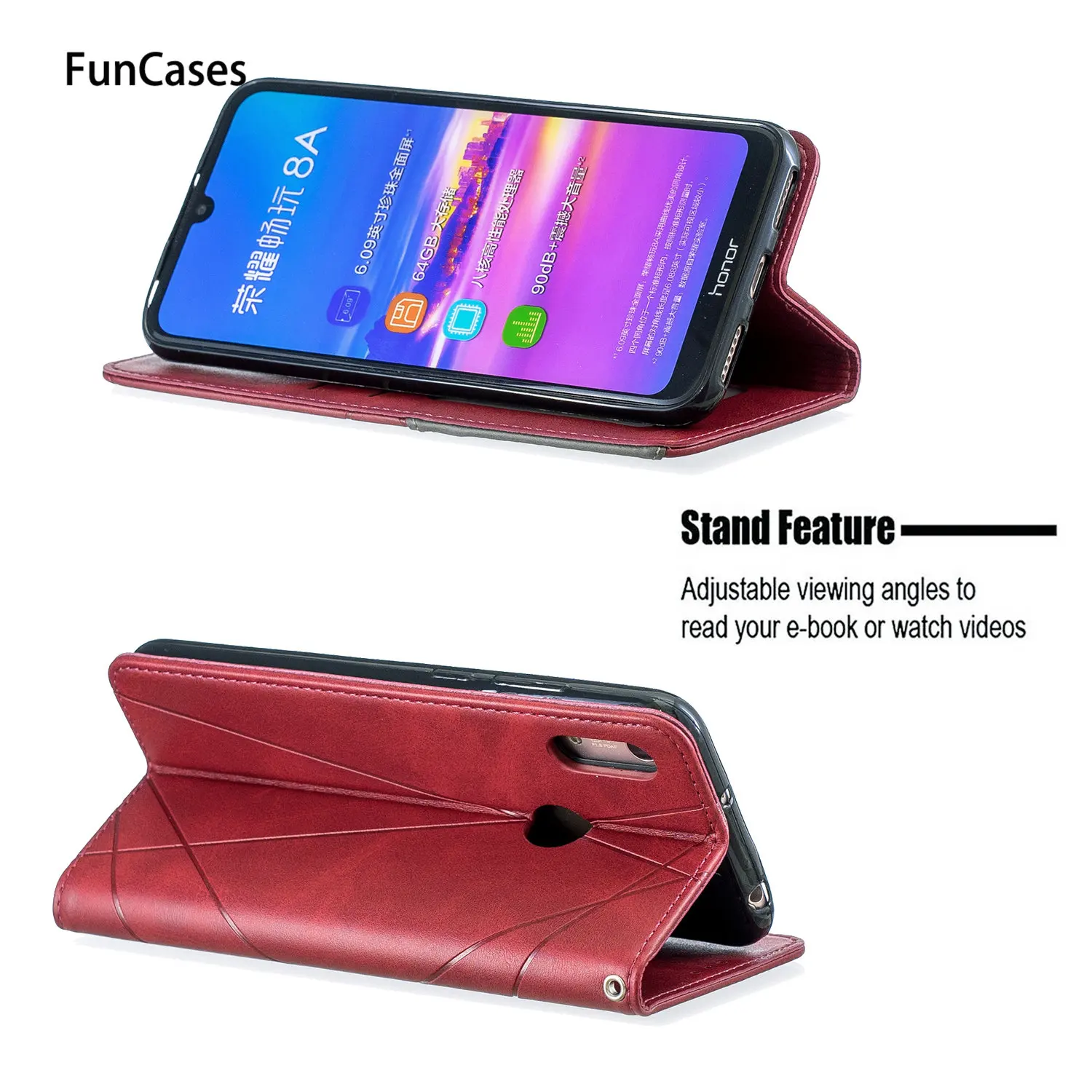 Простая из искусственной кожи флип бумажник чехол для estojo huawei Y6 2019 Funda Estuche СПС para