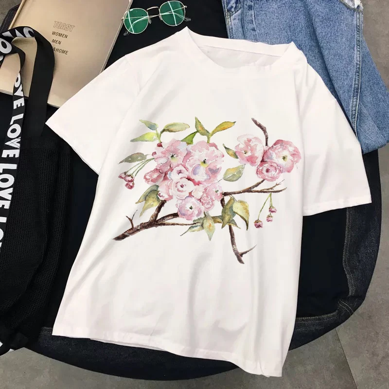 

Women Clothes Floral Flower Cute Casual Trend Cartoon Summer Short Sleeve Print Fashion Tshirt Female Tee Top Graphic T-shirt