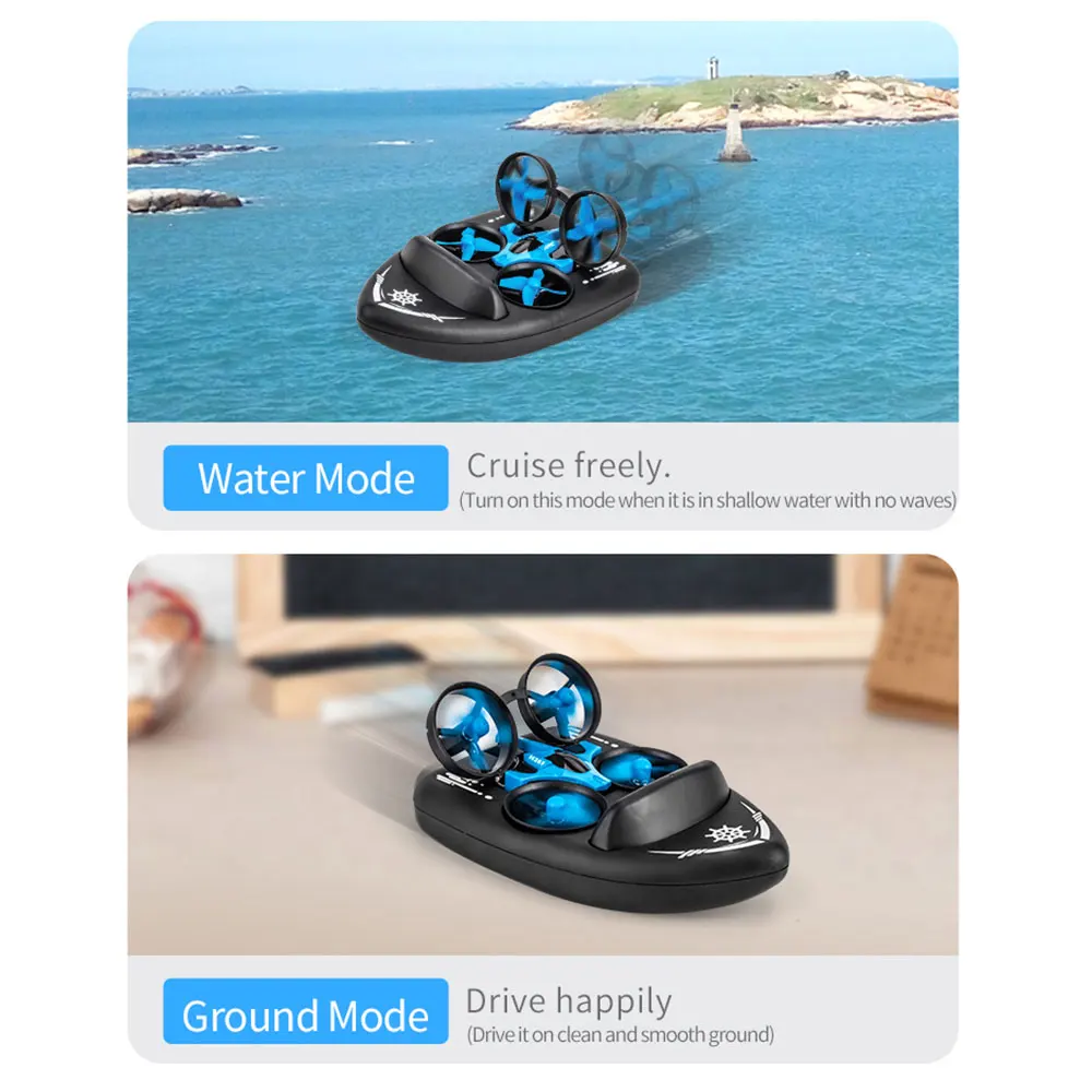 Обновленная модель дрона H36F 1/20 игрушки 2 4G Sea Land Air 3 в 1 Многофункциональный