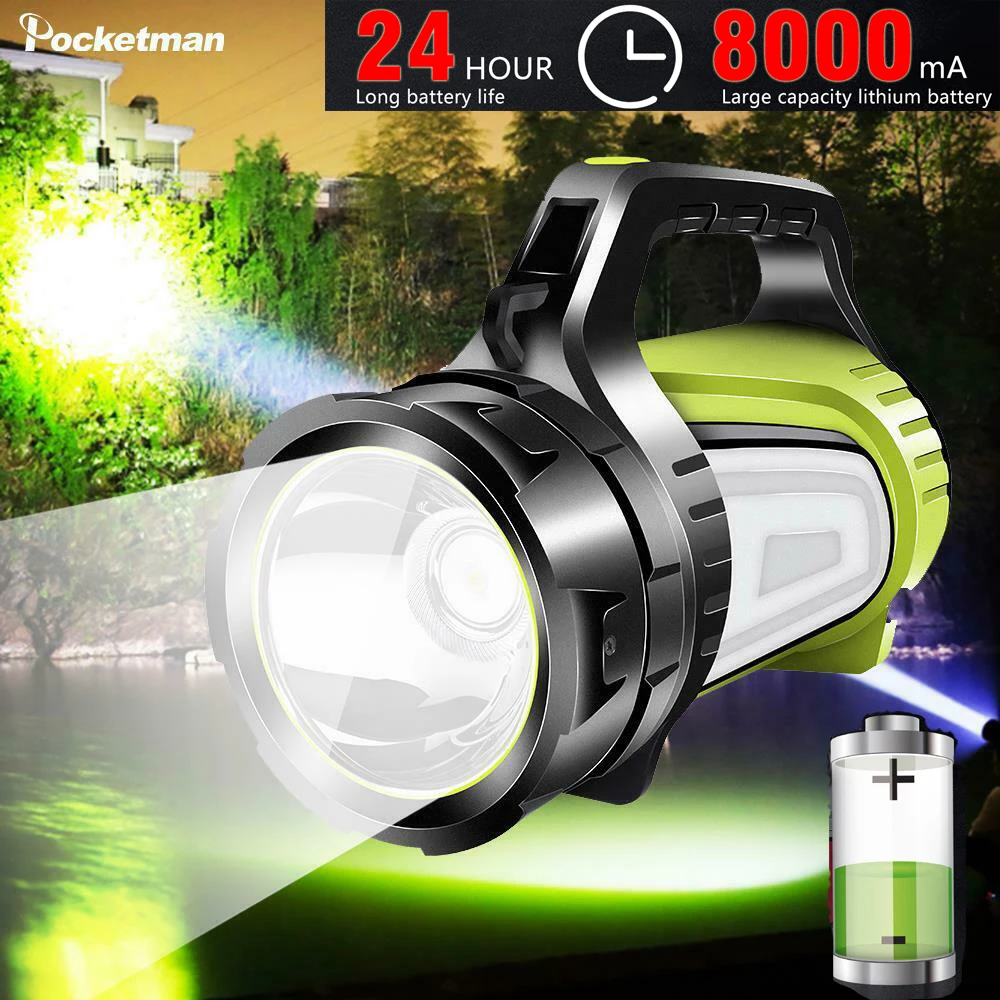 Светодиодный фонарь с ручкой прожектора внешний аккумулятор сверхдлинный в