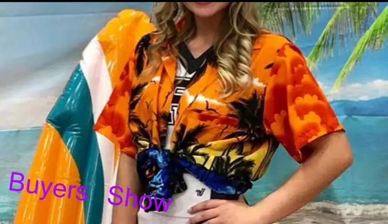 Мужские Гавайские рубашки с принтом пальмового дерева повседневные летние