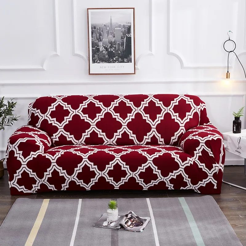 Wine Plaid Клетчатый напечатанный Чехол для дивана, плотный чехол, все включено, секционный эластичный чехол для дивана, чехлы для дивана, чехлы для дивана, 1 шт - Цвет: Wine Plaid