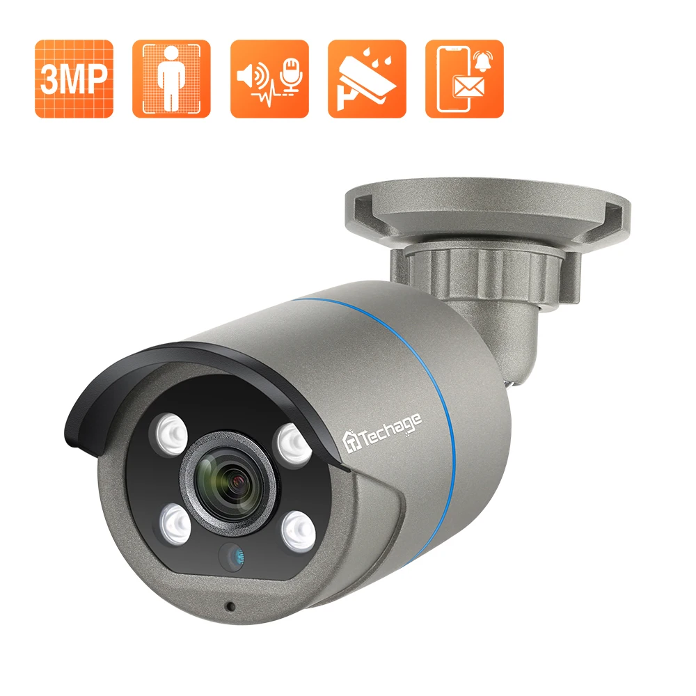 Techage 3.0MP PoE IP камера Наружная водонепроницаемая домашняя безопасности P2P