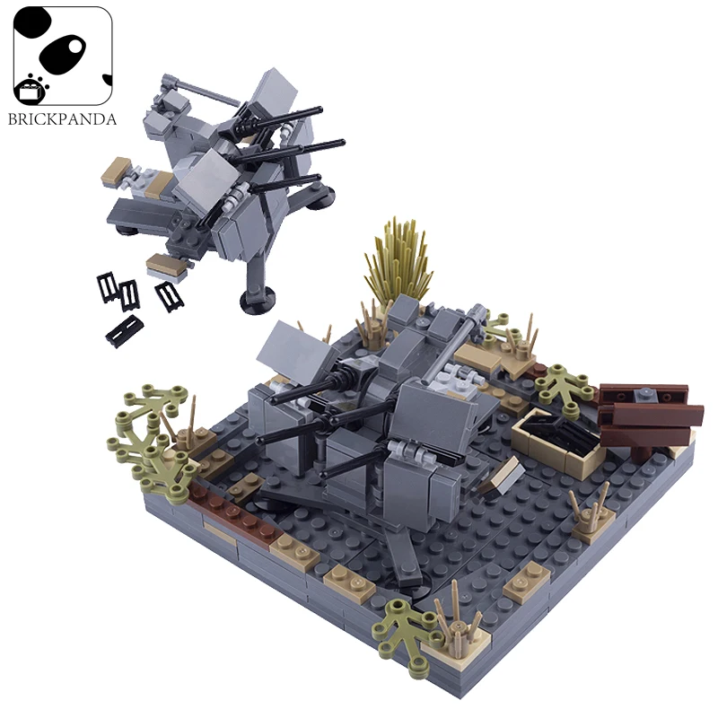 

WW2 Military German Flak38 Cannon Model Building Blocks Soldier Gun kit Parts Figures Weapons Army Accessories Kids Toy