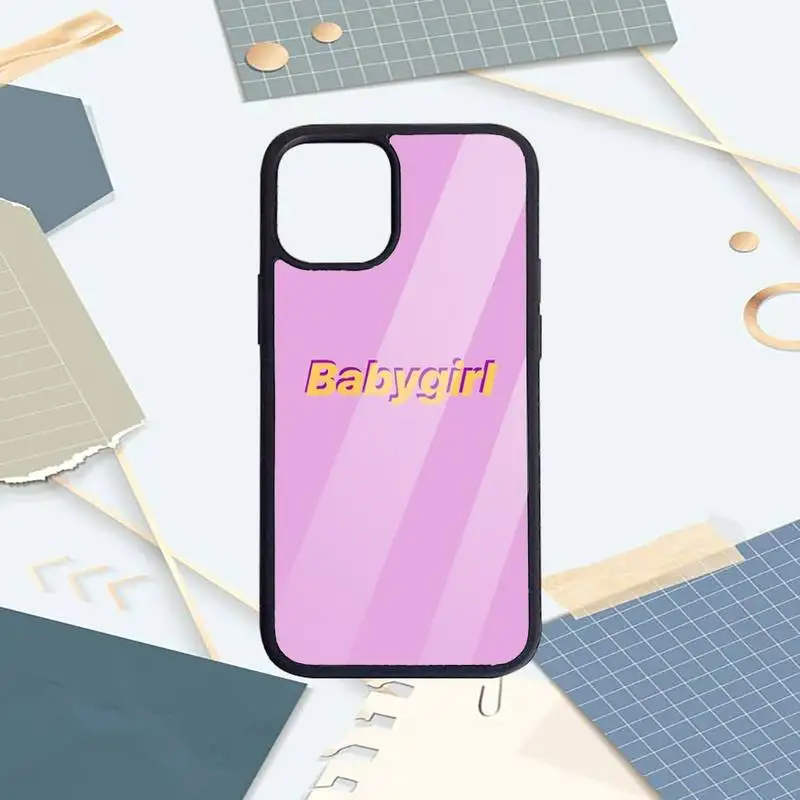 

Babe babygirl honey line Text pattern Phone Case PC for iPhone 11 12 pro XS MAX 8 7 6 6S Plus X 5S SE 2020 XR Luxury shell funda
