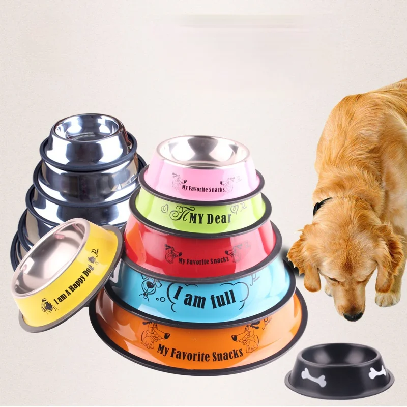 

Stainles Steel Dog Bowl with Rubber Base for Small/Medium/Large Dogs Pets Feeder Bowl and Water Bowl Perfect Choice dog supplies