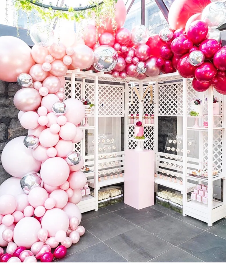 

Pink balloon chain wrapped birthday party balloon festive atmosphere decoration birthday party wedding room decoration set