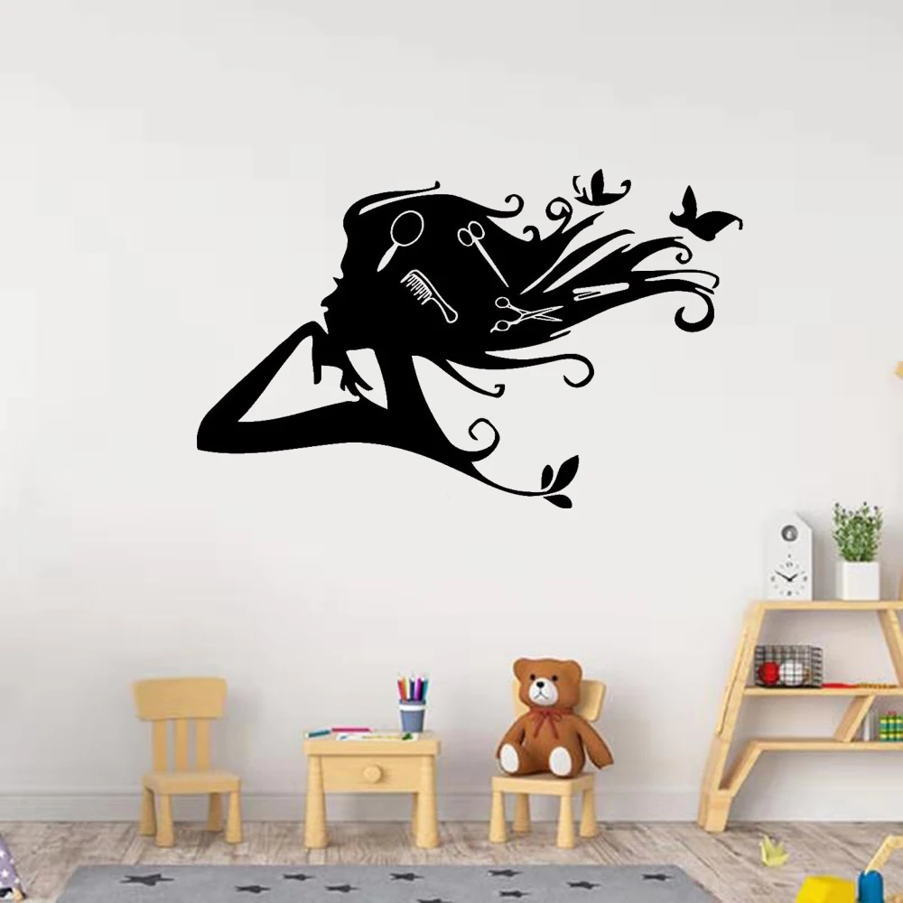 

Vinyl Sticker Beauty Hair Salon Wall Decals Beautiful Girl Wall Art Mural Beauty Salon Window Sticker Hair Salon Poster