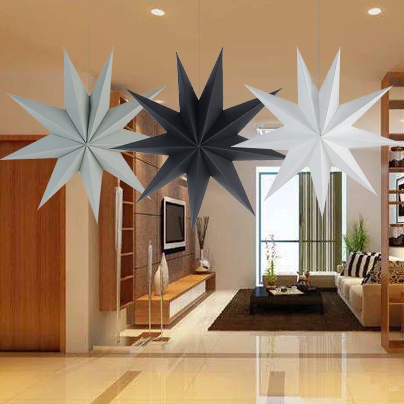 1Pc Nine-Pointed Paper Star Home Decoration Accessories Lanterns 3D Hanging Ornaments Stars For Wedding Hen Party Fiesta | Дом и сад