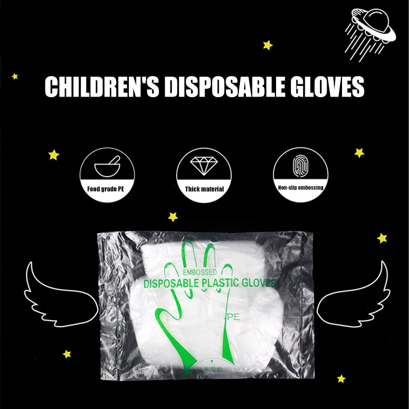 100 шт./компл. одноразовые перчатки утолщенная детская пищевая прозрачная