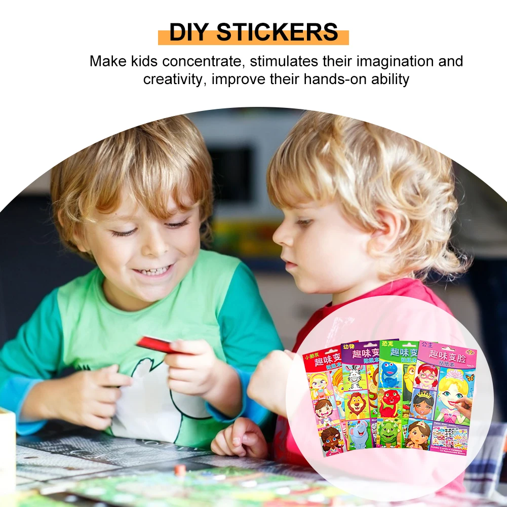 

Puzzle Games Kids DIY Stickers Make-a-Face Princess Animal Dinosaur Assemble Jigsaw Children Education Toy Recognition Training