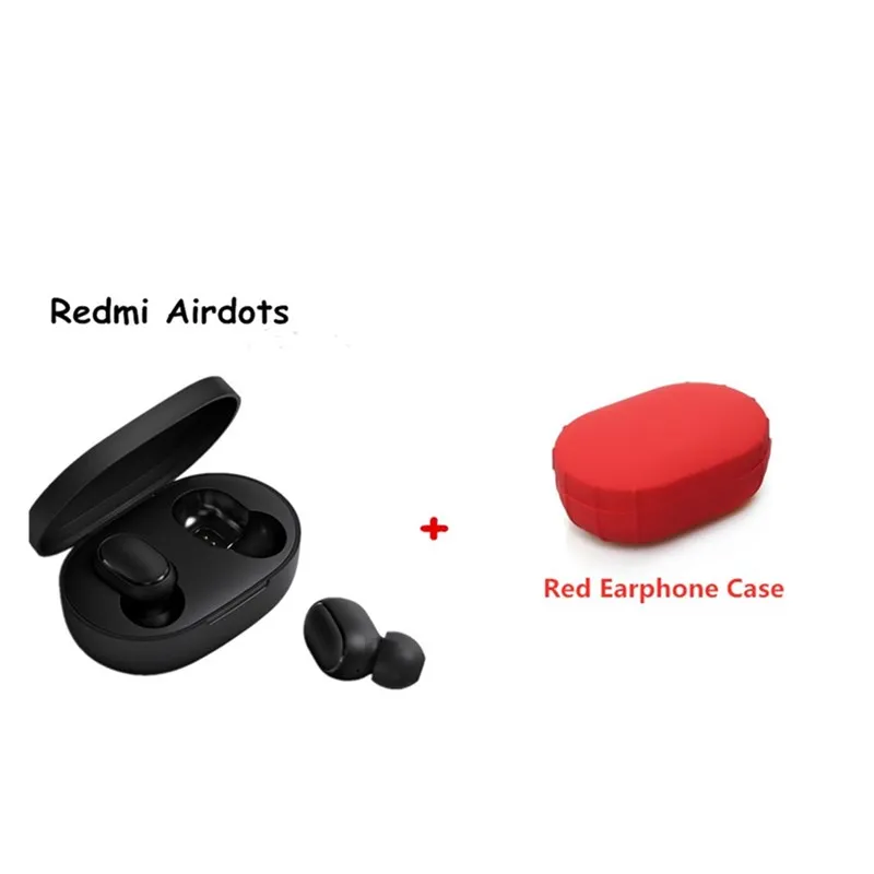 Redmi TWS AirDots Bluetooth наушники стерео беспроводные Bluetooth 5,0 наушники с микрофоном зарядное устройство управление AI - Цвет: add red case