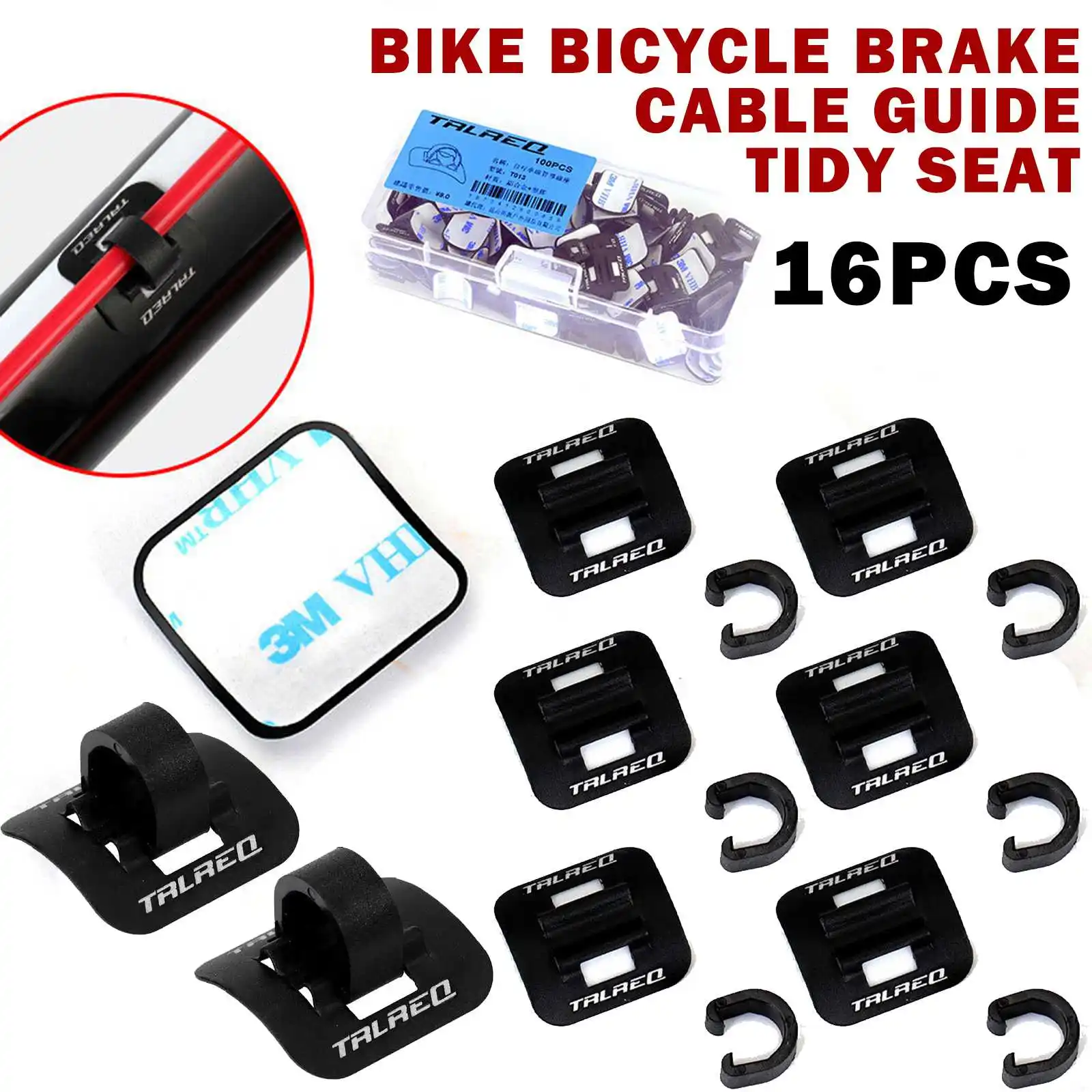 

16pcs Bicycle Cables Fixed Clips Aluminum alloy base Bike Oil Cable Tube Plastic C Shape Shift Brake Guide Clamp Frame Buckle
