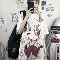 anime girl image print women tops tshirts korean style t shirts summer sweet fashion t shirts preppy couple clothes o neck tee