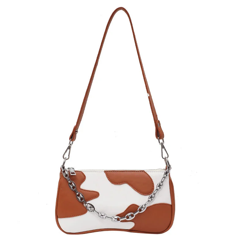 

Women Cow Underarm Bags New Chain Shoulder Bag High Quality PU Leather Handbags 2020 Soft Ladies Hand Bolsas Feminina