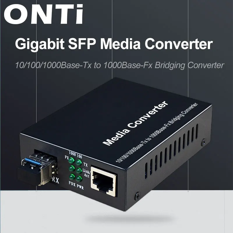 ONTi SFP Fiber to RJ45 Media Converter SFP 10/100/1000M Ethernet Converter Transceiver with Optical Module Compatible Cisco etc