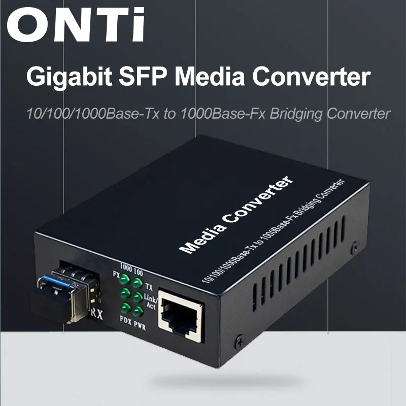 ONTi SFP волоконно-RJ45 медиаконвертер 10/100/1000 м Ethernet конвертер приемопередатчик с