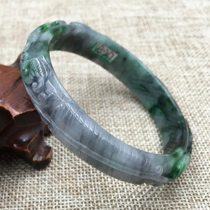 A-267 красивый ручной работы изумрудно-зеленый жадеит нефрит браслет из
