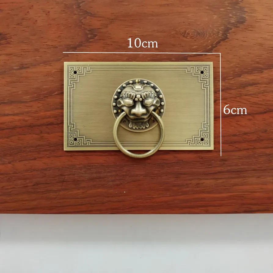 

New Chinese Hardware Drawer Handles Classical Retro Bronze Furniture Decoration Door Pulls Beast Cabinet Copper Knobs 6x10CM
