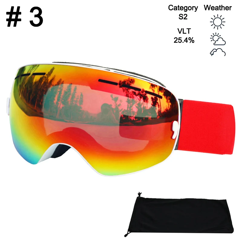 Color 3 Glasses LOCLE лыжные очки двухслойные UV400 Анти-Туман Лыжные очки Снег Катание на лыжах Сноуборд мотокросс очки Лыжные маски или очки - Цвет: Color 3 Glasses