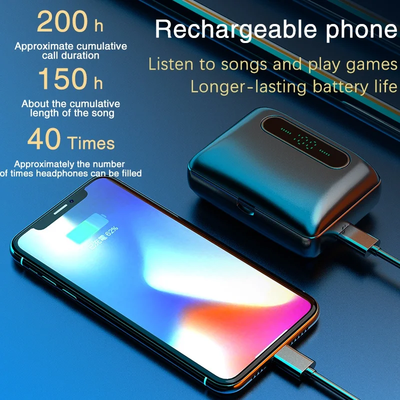 Беспроводные Bluetooth 5 0 наушники 9D шумоподавление спортивные водонепроницаемые